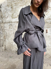 VESTE MINI TRENCH GRISE - "LE JOE"